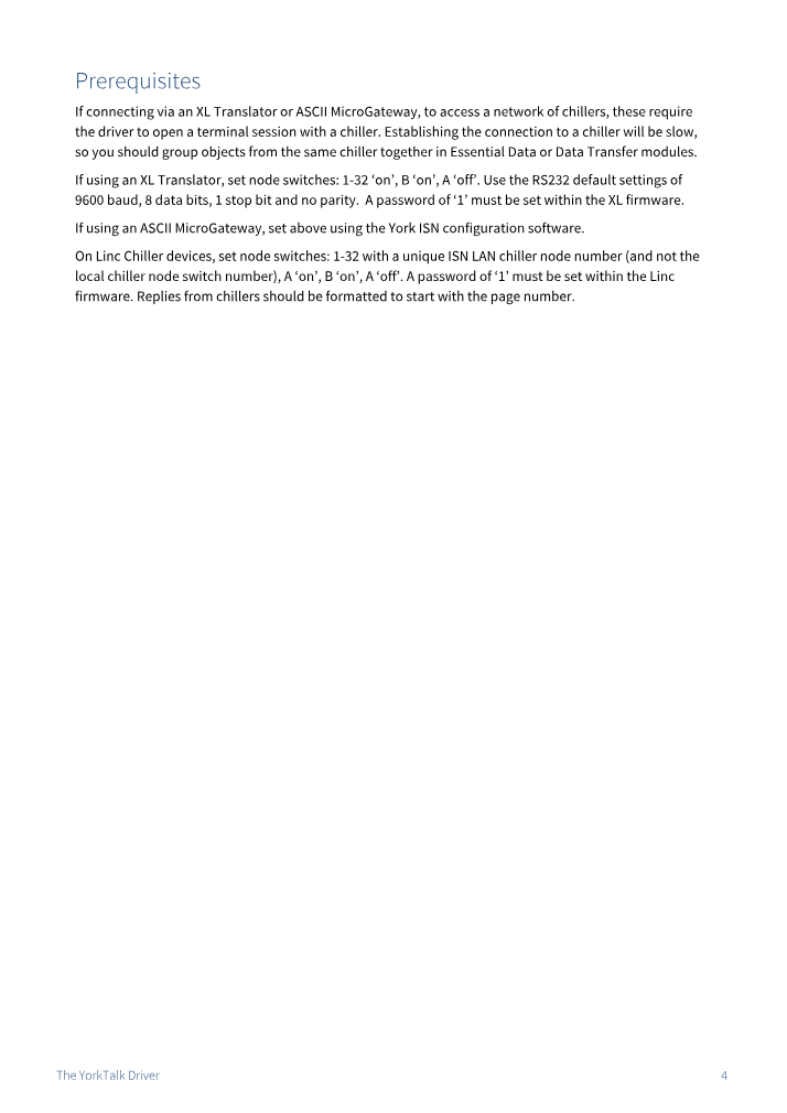 Preview thumbnail of page 4 of the YorkTalk Driver Manual PDF document.